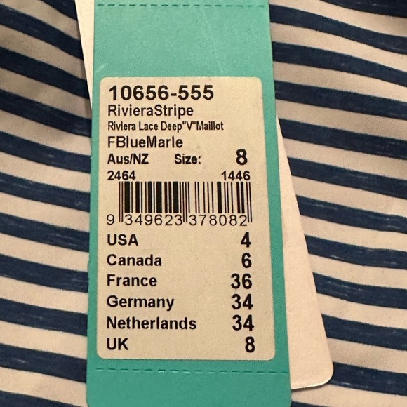 NWT SEAFOLLY Riviera Striped One Piece Swimsuit in French Blue Marle - Picture 10 of 10